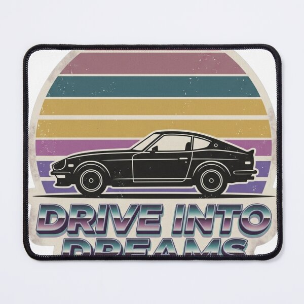 Item preview, MDrive Into Dreams Retro Car Sticker | Synthwave Sunset Vintage Car Aesthetic T-Shirt Design designed and sold by Kannada Ink Studio.