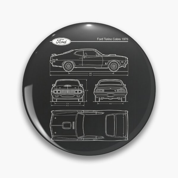 Item preview, 1970 Ford Torino Cobra Blueprint Vintage Classic Car Outline designed and sold by Motorline44.