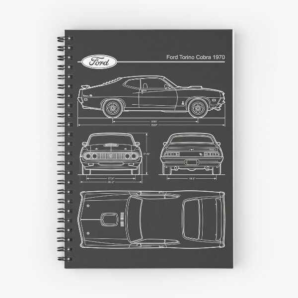 Item preview, 1970 Ford Torino Cobra Blueprint Vintage Classic Car Outline designed and sold by Motorline44.
