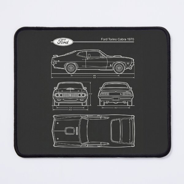 Item preview, 1970 Ford Torino Cobra Blueprint Vintage Classic Car Outline designed and sold by Motorline44.