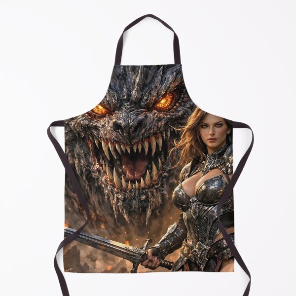 Item preview, Dragon Queen and Infernal Beast – Dark Fantasy Warrior Oil Painting designed and sold by thor81pl.
