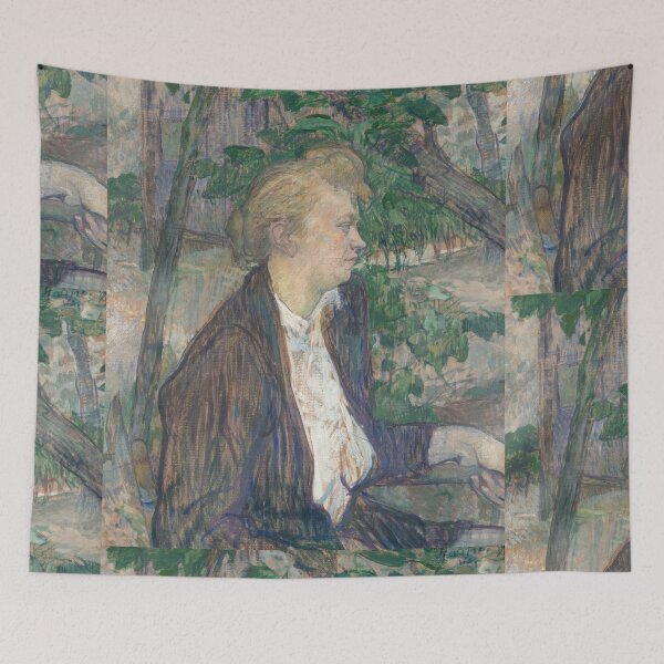 Item preview, Woman Seated in a Garden by Henri de Toulouse-Lautrec | Post-Impressionist Portrait Wall Art designed and sold by artofuniverse.