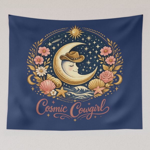 Item preview, Cosmic Cowgirl Celestial Moon Hat Stars – Mystical Western Astrology Art | Cosmic Cowgirl Gift designed and sold by irfanshikh.