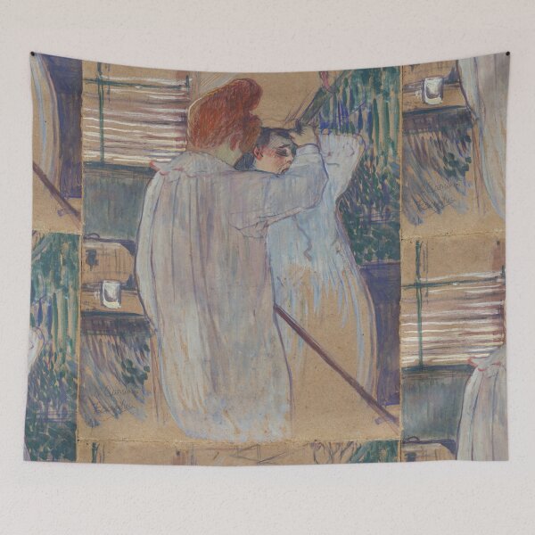 Item preview, Women Combing Their Hair by Henri de Toulouse-Lautrec | Intimate Belle Époque Dressing Room Art Print designed and sold by artofuniverse.