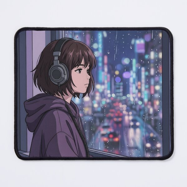 Item preview, Midnight Frequency | Lofi Anime Girl & City Rain designed and sold by OVERRIDESTUDIOS.