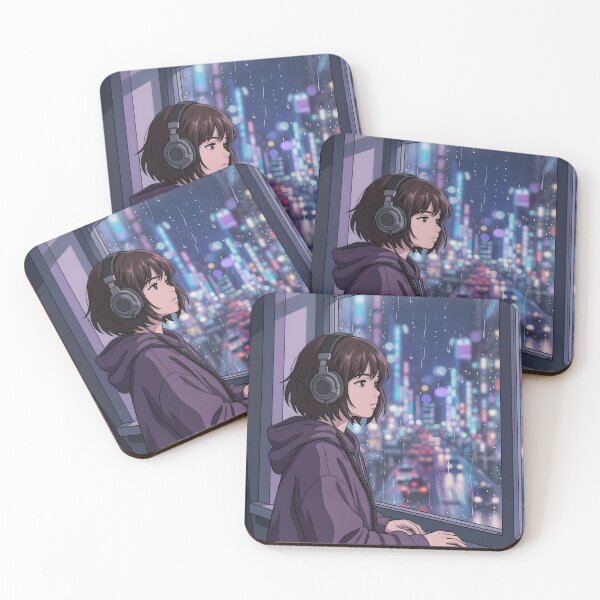 Item preview, Midnight Frequency | Lofi Anime Girl & City Rain designed and sold by OVERRIDESTUDIOS.