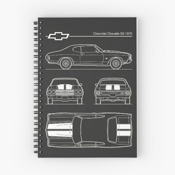 Aperçu de l'œuvre Plan de la Chevrolet Chevelle SS 1970, silhouette d'une muscle car vintage créée et vendue par Motorline44.
