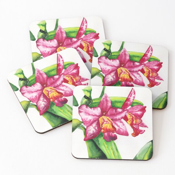 Item preview, Vibrant Pink Cattleya Orchid: Botanical Tropical Watercolour designed and sold by Cass Harker Studio.