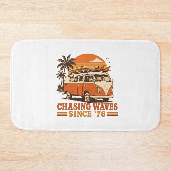 Item preview, Chasing Waves Since 76 Retro Surf Van Illustration Tee Sticker Vintage Surfer Gift designed and sold by sharifex.