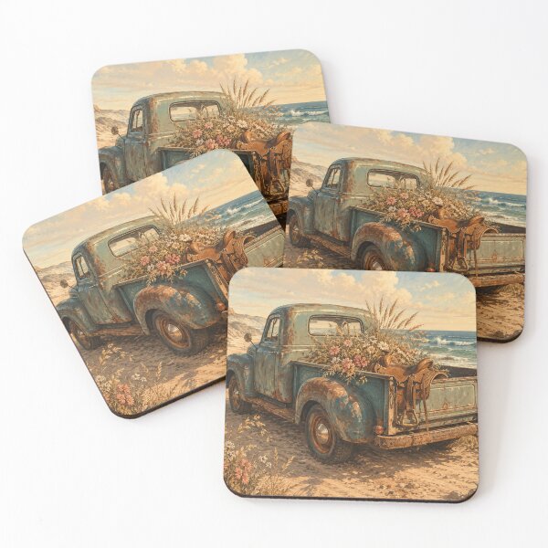 Item preview, Coastal Cowgirl Vintage Truck Wildflowers – Rustic Beach Western Art | Coastal Cowgirl Gift designed and sold by irfanshikh.