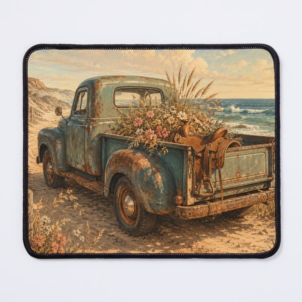 Item preview, Coastal Cowgirl Vintage Truck Wildflowers – Rustic Beach Western Art | Coastal Cowgirl Gift designed and sold by irfanshikh.