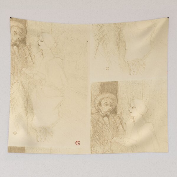 Item preview, Yahne and Mayer in L’Age Difficile by Henri de Toulouse-Lautrec | Belle Époque Theatre Sketch Art Print designed and sold by artofuniverse.