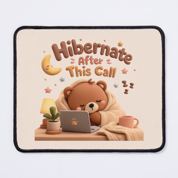 Item preview, Sleepy Bear Laptop Cute Cozy Aesthetic | Hibernate After This Call designed and sold by Moons Studio.