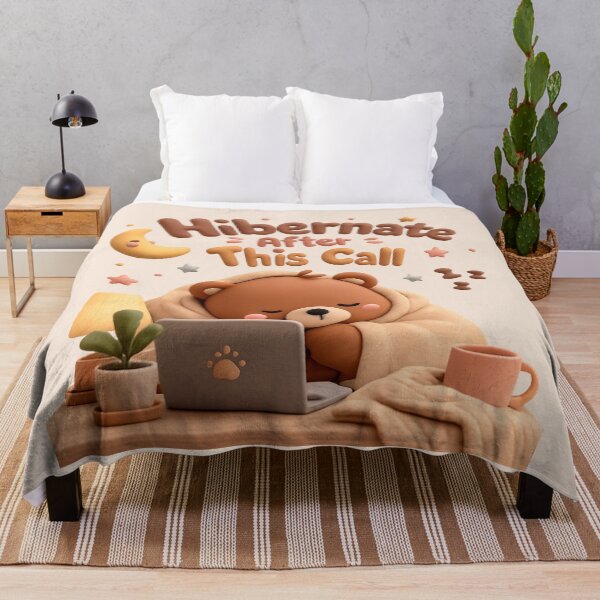 Item preview, Sleepy Bear Laptop Cute Cozy Aesthetic | Hibernate After This Call designed and sold by Moons Studio.