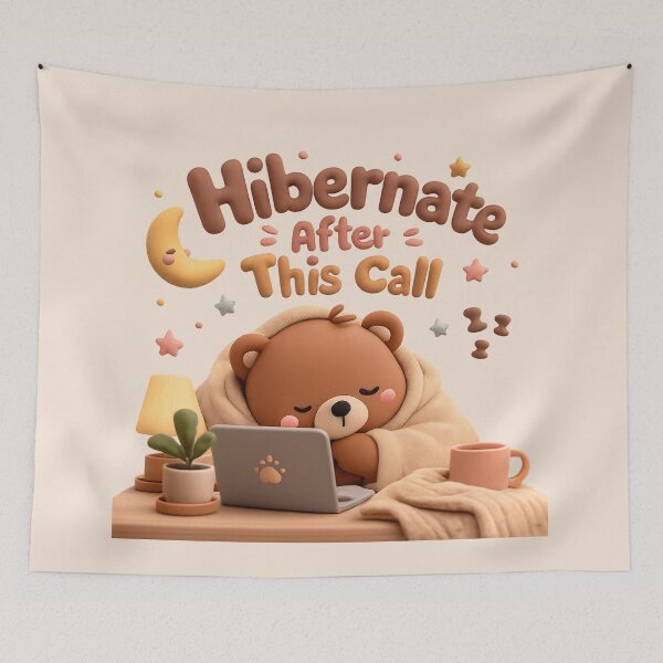 Item preview, Sleepy Bear Laptop Cute Cozy Aesthetic | Hibernate After This Call designed and sold by Moons Studio.