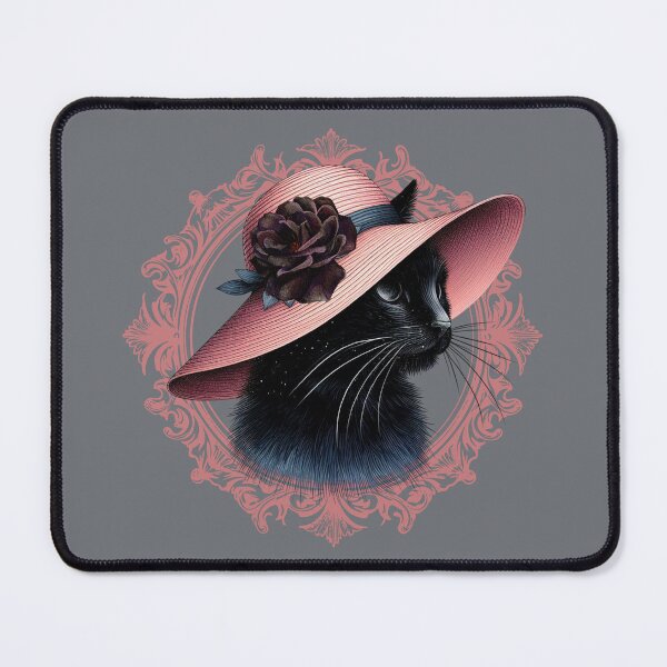 Item preview, Vintage Gothic Black Cat in Pink Hat designed and sold by Szpaku desart .
