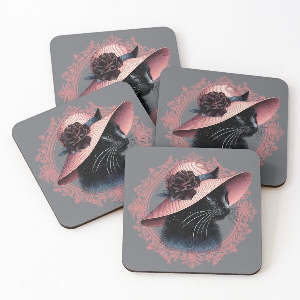 Item preview, Vintage Gothic Black Cat in Pink Hat designed and sold by Szpaku desart .