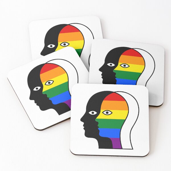 Item preview, Overlapping Faces Vintage Rainbow Pride Flag - Silhouette Art designed and sold by Cannaxes Studio.