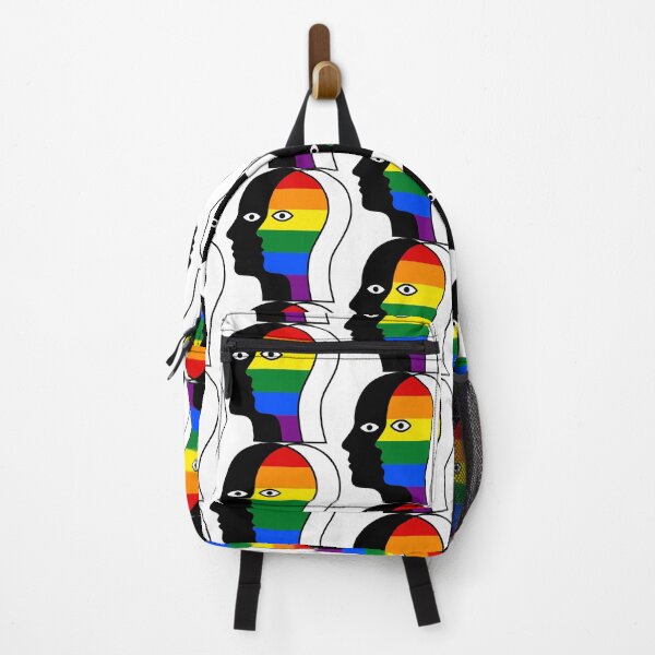 Item preview, Overlapping Faces Vintage Rainbow Pride Flag - Silhouette Art designed and sold by Cannaxes Studio.