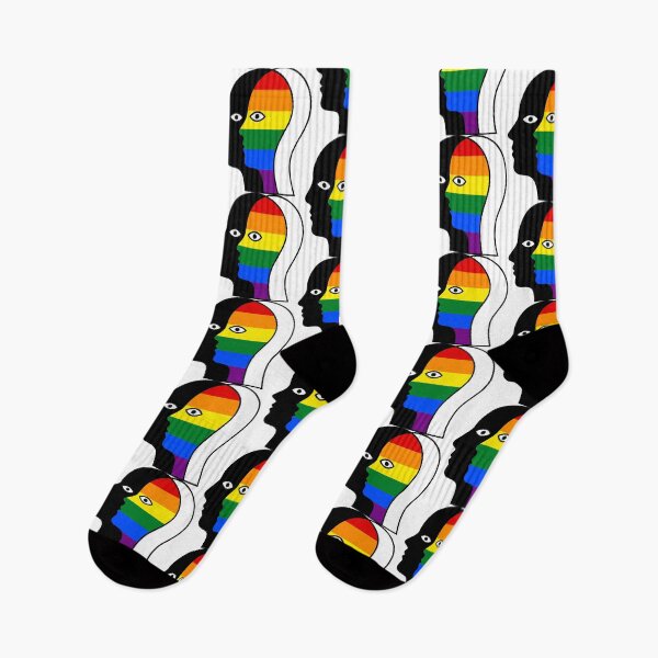Item preview, Overlapping Faces Vintage Rainbow Pride Flag - Silhouette Art designed and sold by Cannaxes Studio.
