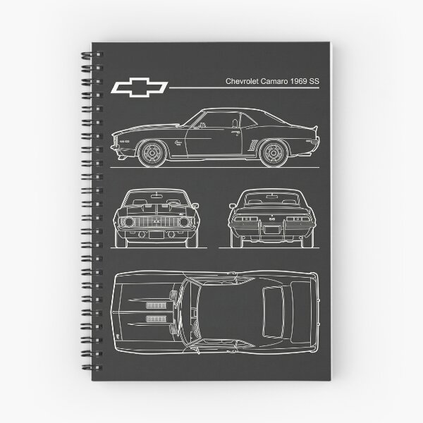 Item preview, 1969 Chevrolet Camaro SS Blueprint Vintage Muscle Car Outline designed and sold by Motorline44.