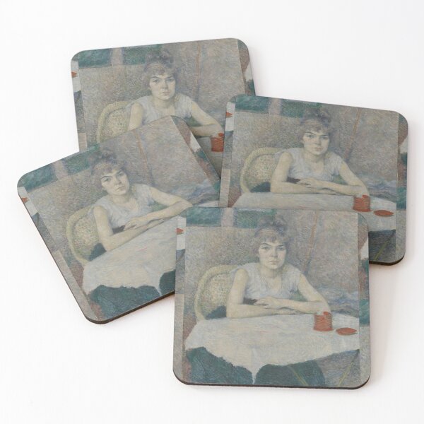 Item preview, Young Woman at a Table by Henri de Toulouse-Lautrec | Elegant Post-Impressionist Portrait Fine Art Print designed and sold by artofuniverse.