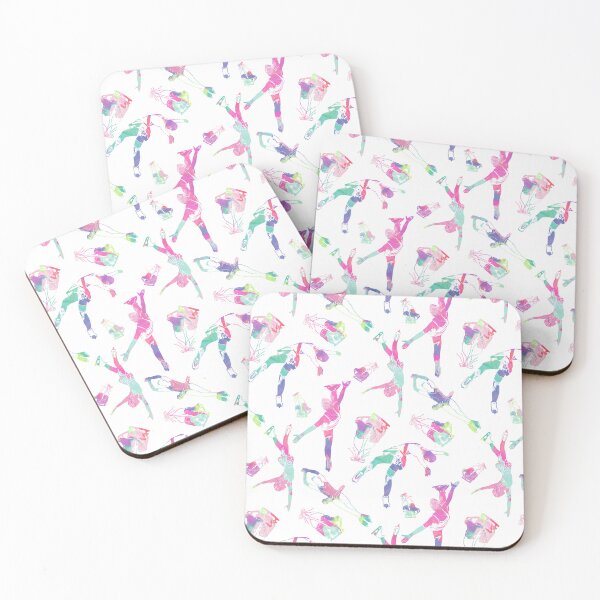 Item preview, Female Figure Skaters Retro Pop Pattern on White  designed and sold by PD-Skating.