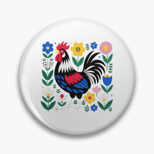 Item preview, Scandi Folk Art Rooster Chicken Farmer Design designed and sold by AntiqueImages.
