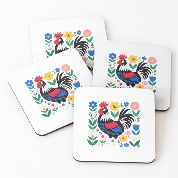 Item preview, Scandi Folk Art Rooster Chicken Farmer Design designed and sold by AntiqueImages.