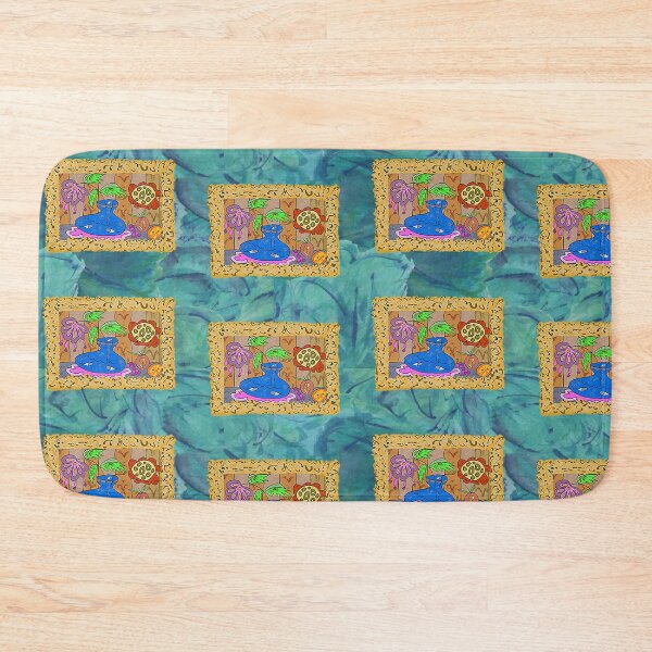 Item preview, STILL LIFE ON TURQUOISE PRINTED WALLPAPER designed and sold by ABEBERMANCHUTE.