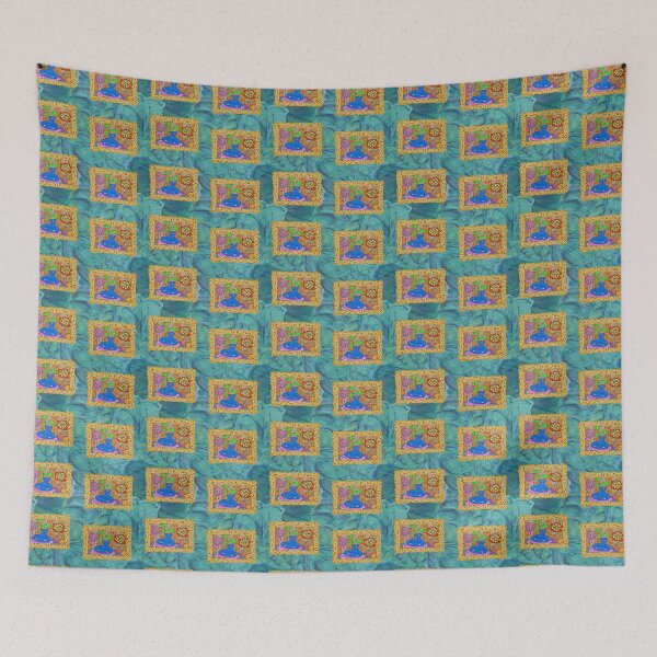 Item preview, STILL LIFE ON TURQUOISE PRINTED WALLPAPER designed and sold by ABEBERMANCHUTE.