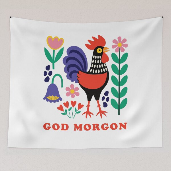 Item preview, God Morgon Rooster Folk Art Scandinavian Farm designed and sold by AntiqueImages.