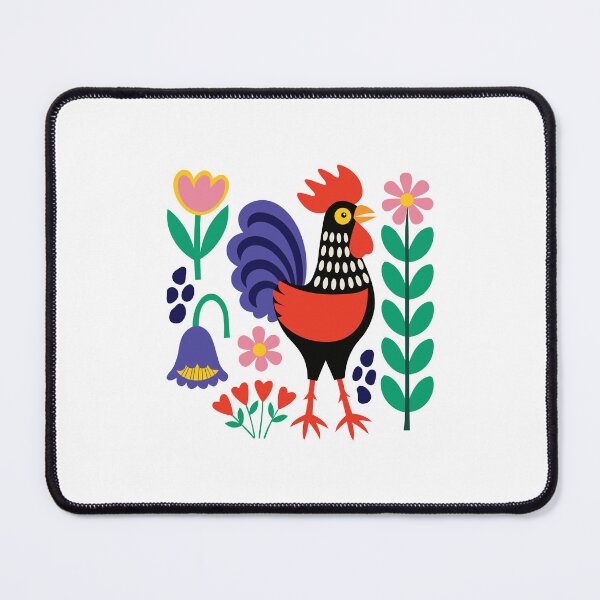Item preview, Scandinavian Folk Art Rooster Backyard Chickens designed and sold by AntiqueImages.