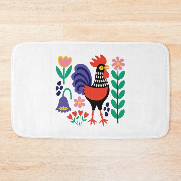 Item preview, Scandinavian Folk Art Rooster Backyard Chickens designed and sold by AntiqueImages.