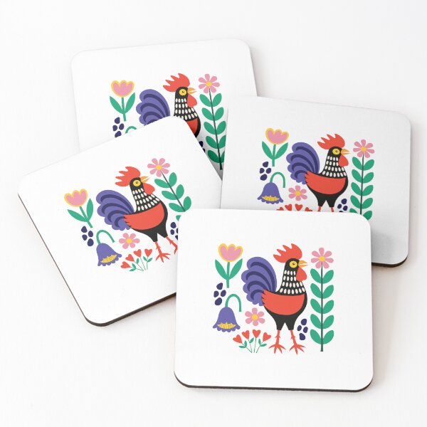 Item preview, Scandinavian Folk Art Rooster Backyard Chickens designed and sold by AntiqueImages.