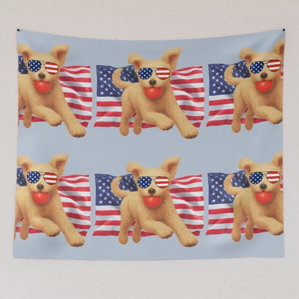 Item preview, Patriotic Pup - Daisy Doodle with flag and sunglasses  designed and sold by Doodles Down South.