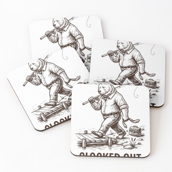 Item preview, Clocked Out Bear Fishing Sticker, Funny Fisherman Decal designed and sold by TeeVerse27.