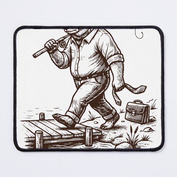 Item preview, Clocked Out Bear Fishing Sticker, Funny Fisherman Decal designed and sold by TeeVerse27.