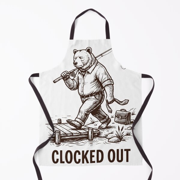 Item preview, Clocked Out Bear Fishing Sticker, Funny Fisherman Decal designed and sold by TeeVerse27.