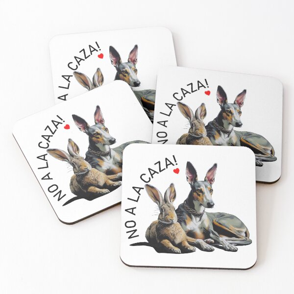 Item preview, Galgo & Rabbit heart duo with slogan - No a la Caza! designed and sold by GALOGO – Art for Sighthounds & Animal Welfare.
