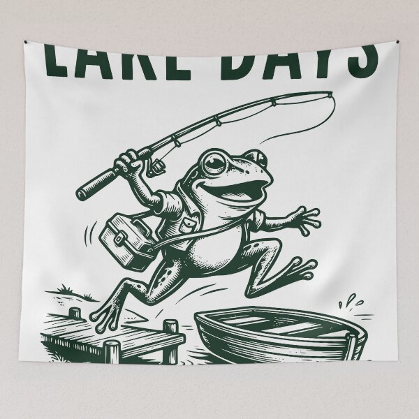 Item preview, Lake Days Frog Fishing Sticker, Funny Lake Life Decal designed and sold by TeeVerse27.