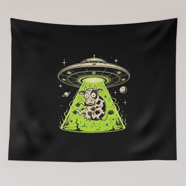 Item preview, Alien Cow Abduction Weirdcore Surreal designed and sold by HandicraftArt.