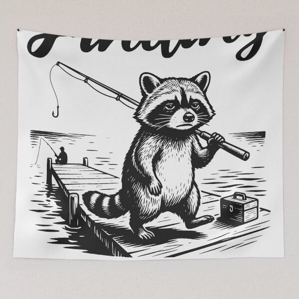 Item preview, Finding Another Spot Raccoon Fishing Sticker, Funny Fishing Decal designed and sold by TeeVerse27.