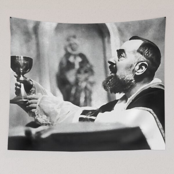Item preview, Padre Pio Holds the Communion Cup in Prayer designed and sold by Jon-Baran.