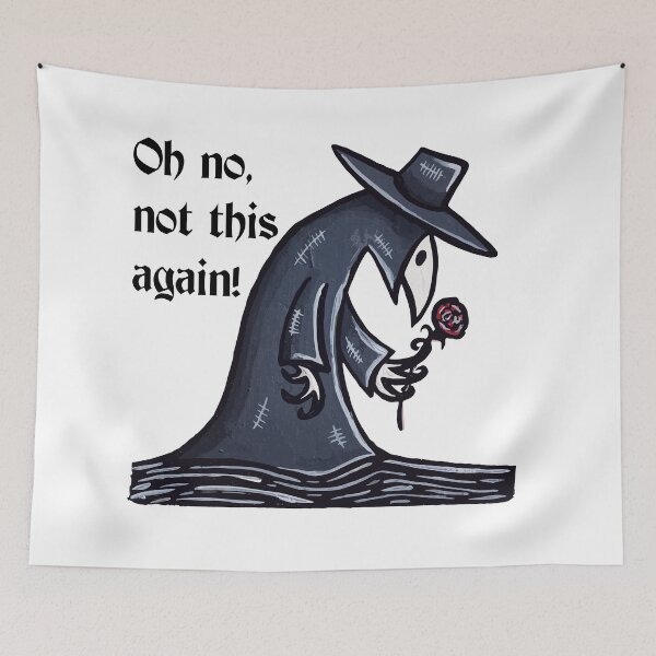 Item preview, Plague Doctor Holding Rose Hand Painted Not This Again Design designed and sold by TheRainFamily.