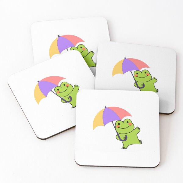Item preview, Cute Kawaii Frog With Umbrella Sticker Transparent Background designed and sold by NadDot.