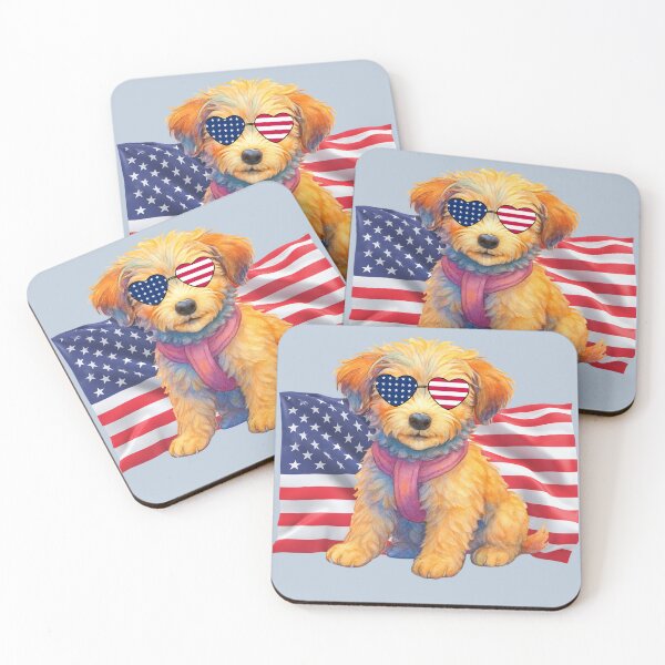Item preview, Patriotic Pup - JoJo Doodle with flag and sunglasses  designed and sold by Doodles Down South.