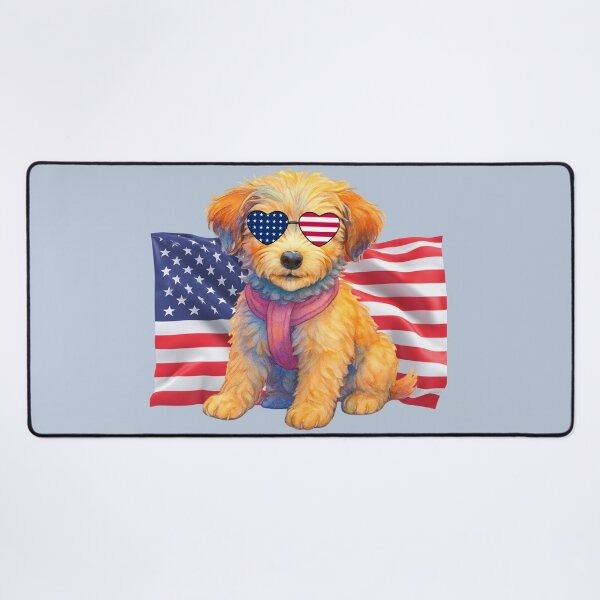 Item preview, Patriotic Pup - JoJo Doodle with flag and sunglasses designed and sold by Doodles Down South.