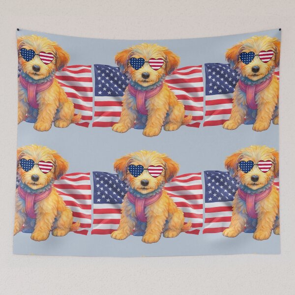 Item preview, Patriotic Pup - JoJo Doodle with flag and sunglasses  designed and sold by Doodles Down South.