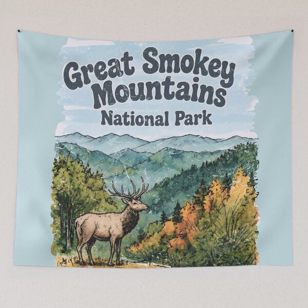 Item preview, Great Smoky Mountains National Park Colorful Landscape Cute Elk designed and sold by HowToCanadian.